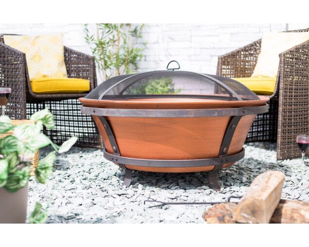 Brushed Copper Cast Iron Fire Pit , , hi-res