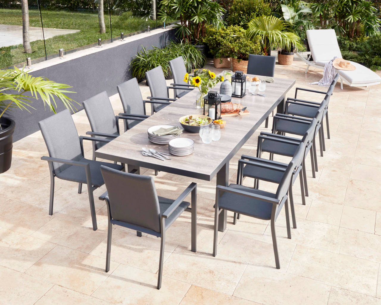 Jette-Dakota Quick Dry 13 Piece Dining (Gunmetal Grey), , hi-res image number null