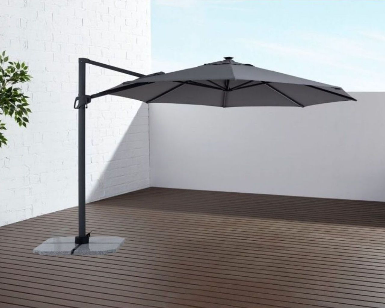 Rome 3.5m Octagonal Solar LED Cantilever Charcoal Umbrella, , hi-res image number null