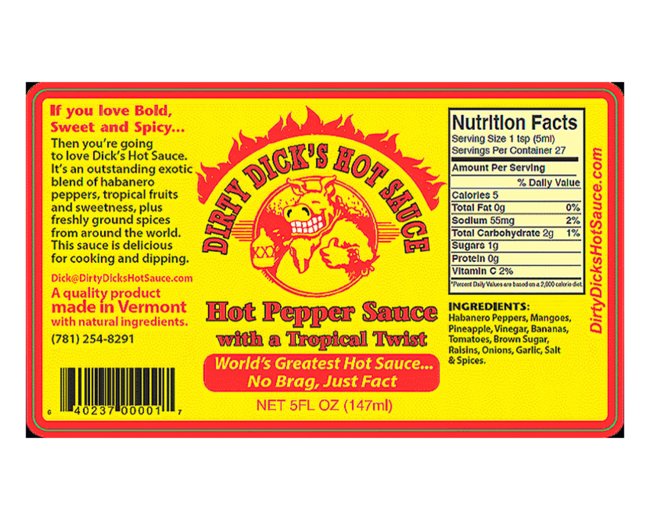 DD's Hot Pepper Sauce With a Tropical Twist 147g, , hi-res image number null