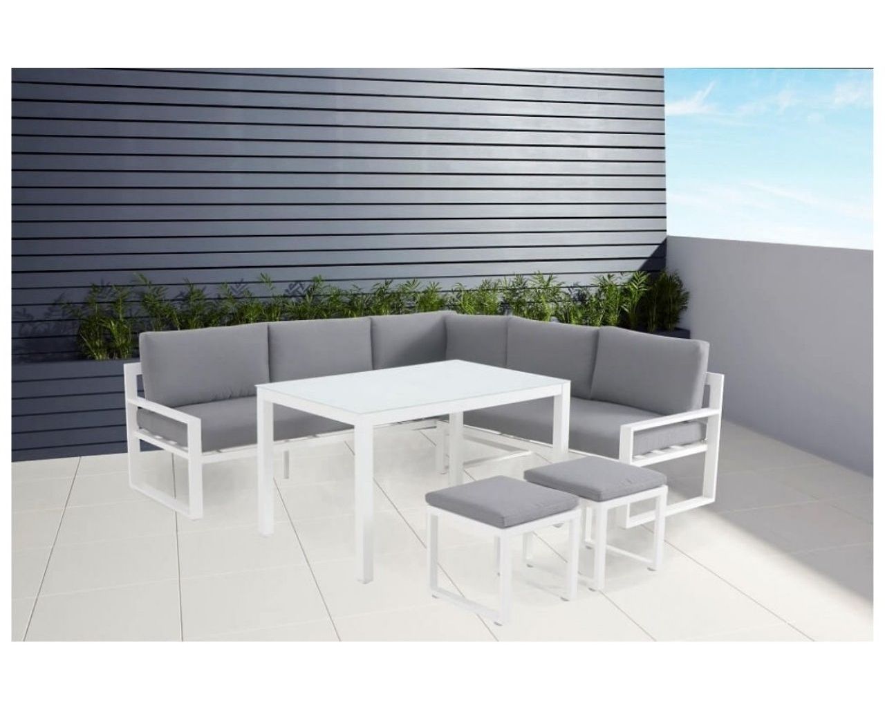 Patmos 5 Piece Low Dining Setting (White), White, hi-res image number null