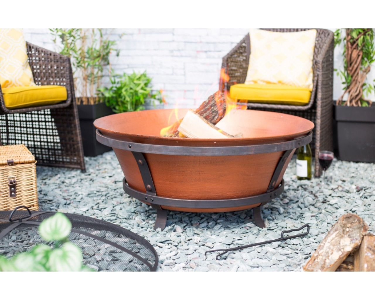 Brushed Copper Cast Iron Fire Pit , , hi-res image number null