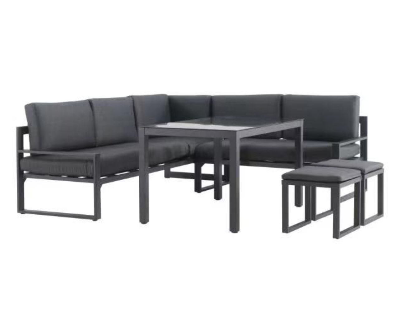 Patmos 5 Piece Low Dining Setting, Gunmetal Grey, small-swatch
