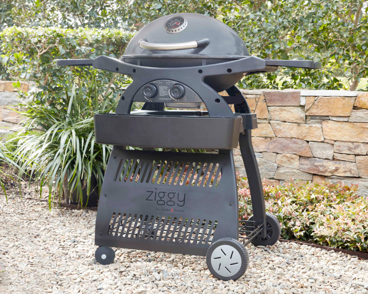 Ziggy by Ziegler & Brown Twin Grill LPG Classic on Cart (Gunmetal Grey), Gunmetal Grey, hi-res image number null